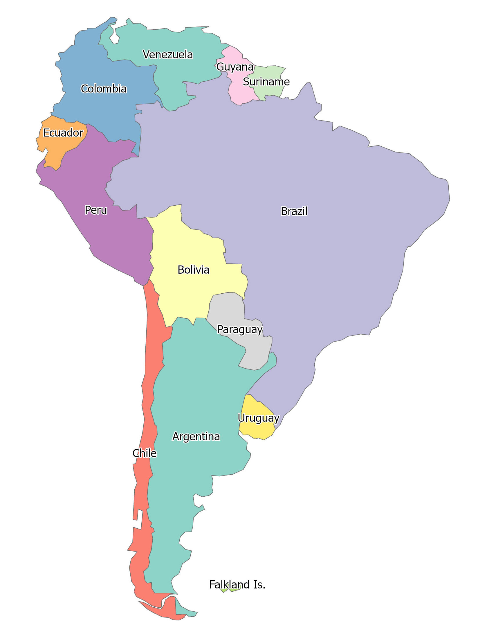 South America Blank Map And Country Outlines - Gis Geography inside Printable Map of South America