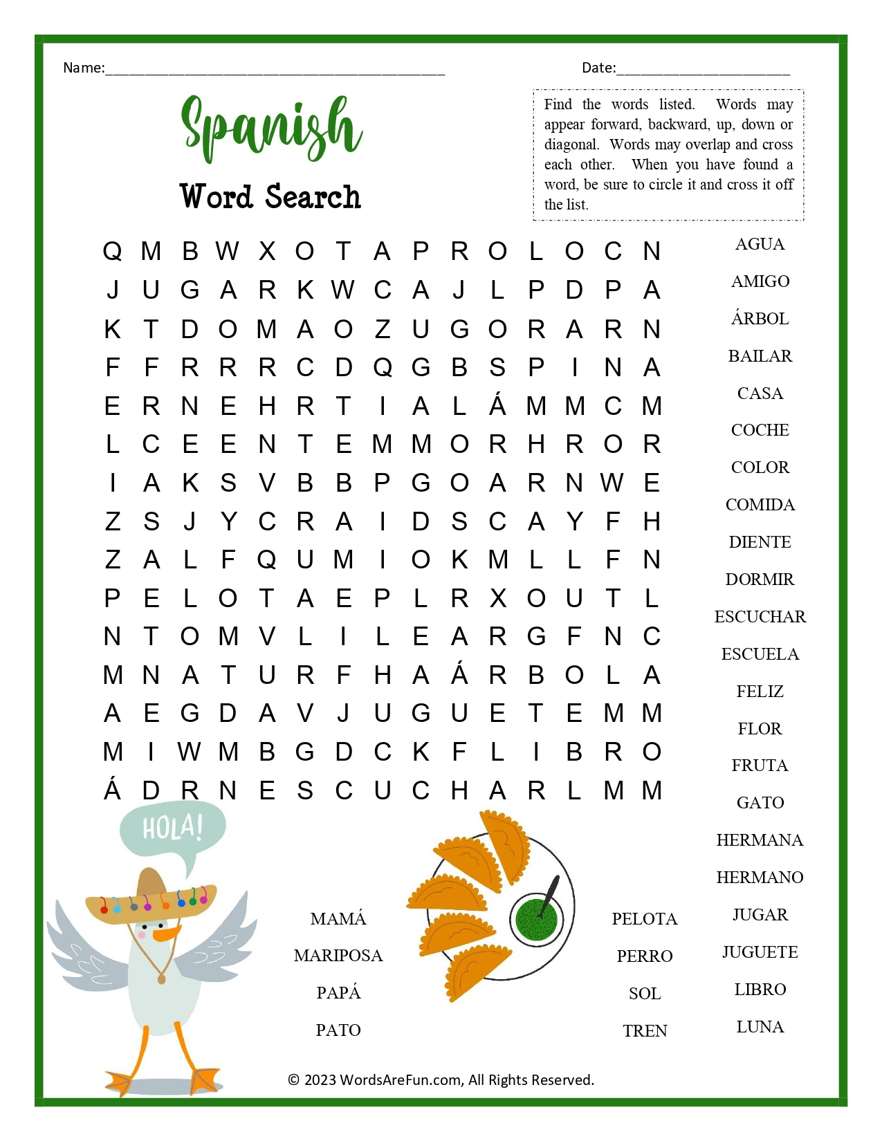Spanish Word Search For Kids - Worksheets Library throughout Free Printable Word Search In Spanish