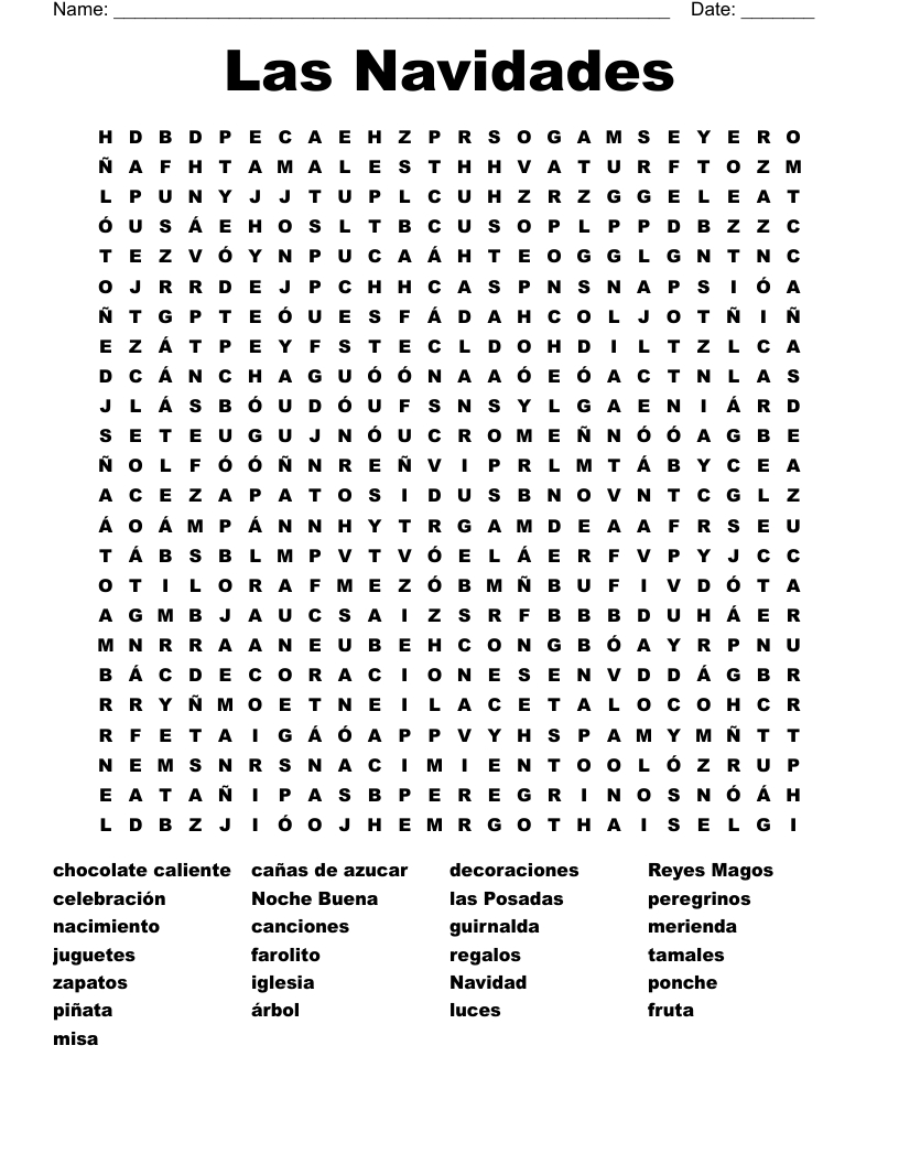 Spanish Word Search - Wordmint for Free Printable Word Search in Spanish