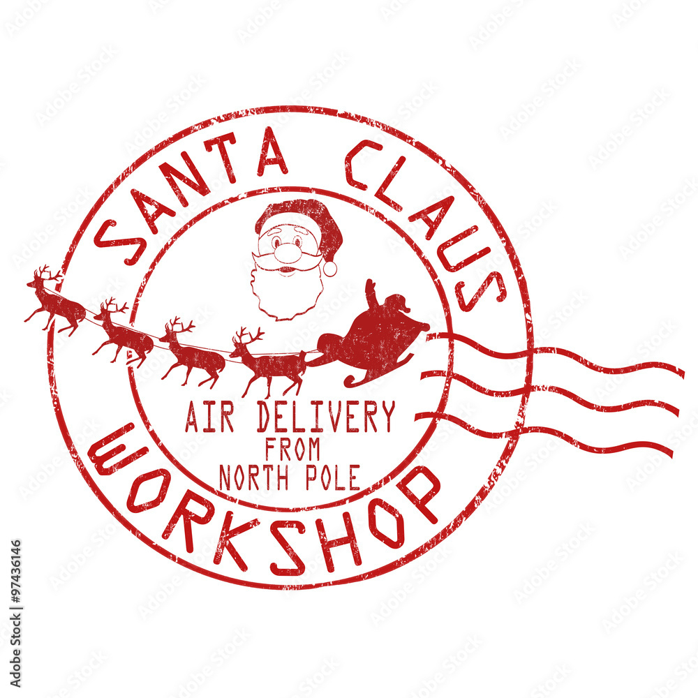 Stock-Vektorgrafik „Santa Claus Workshop Stamp“ | Adobe Stock within Santa's Workshop Sign Printable