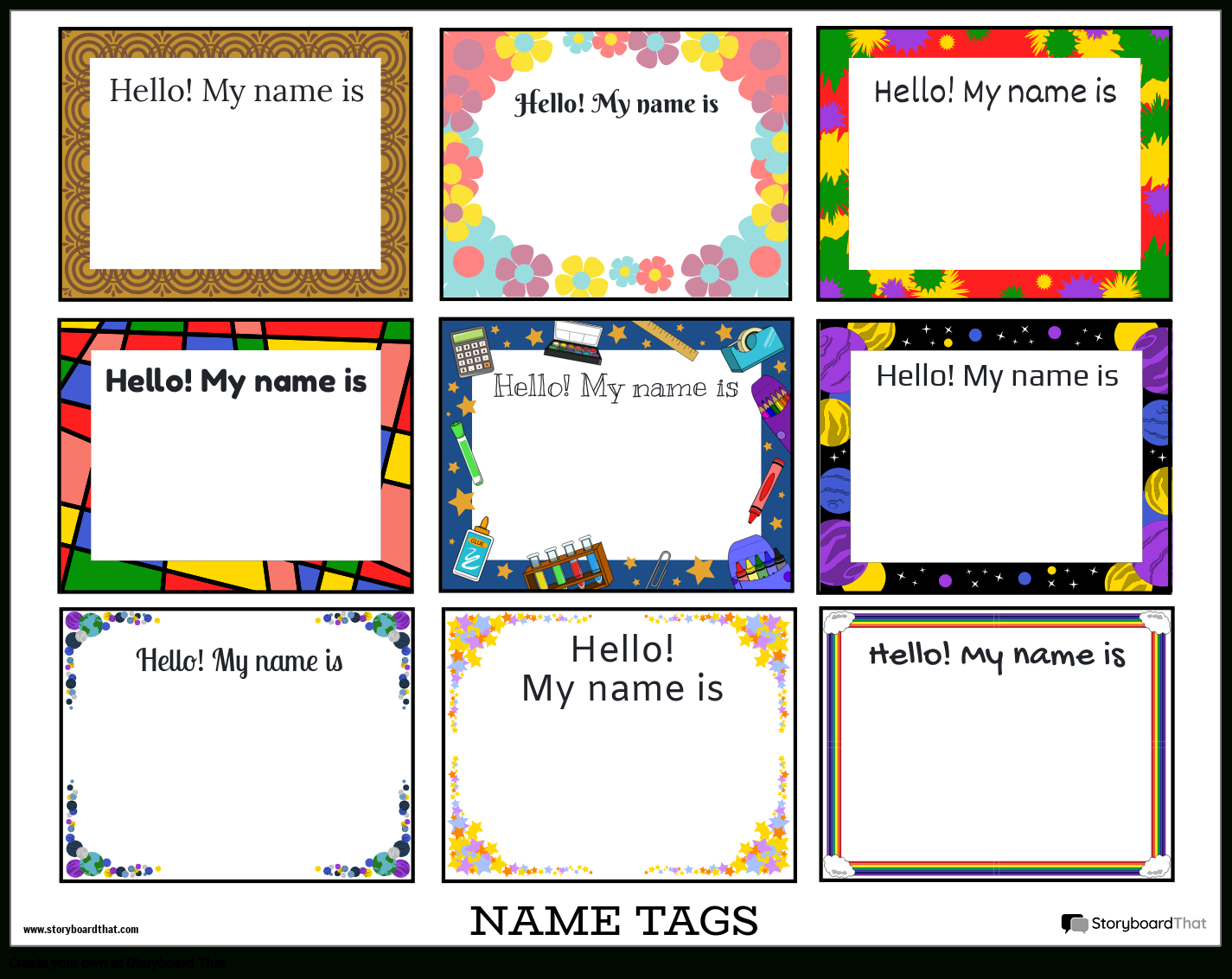Storyboard That: Create Custom Name Tags Online In 2025 in Free Printable Name Tag Template