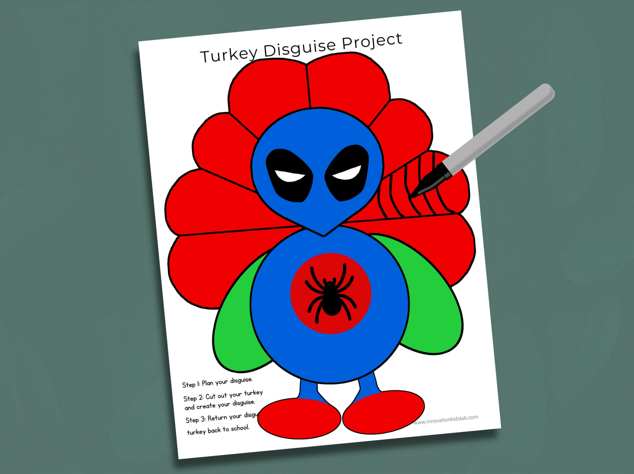 Superhero Turkey In Disguise Kit: Kids Thanksgiving Craft (Digital throughout Turkey in Disguise Spiderman Template Printable