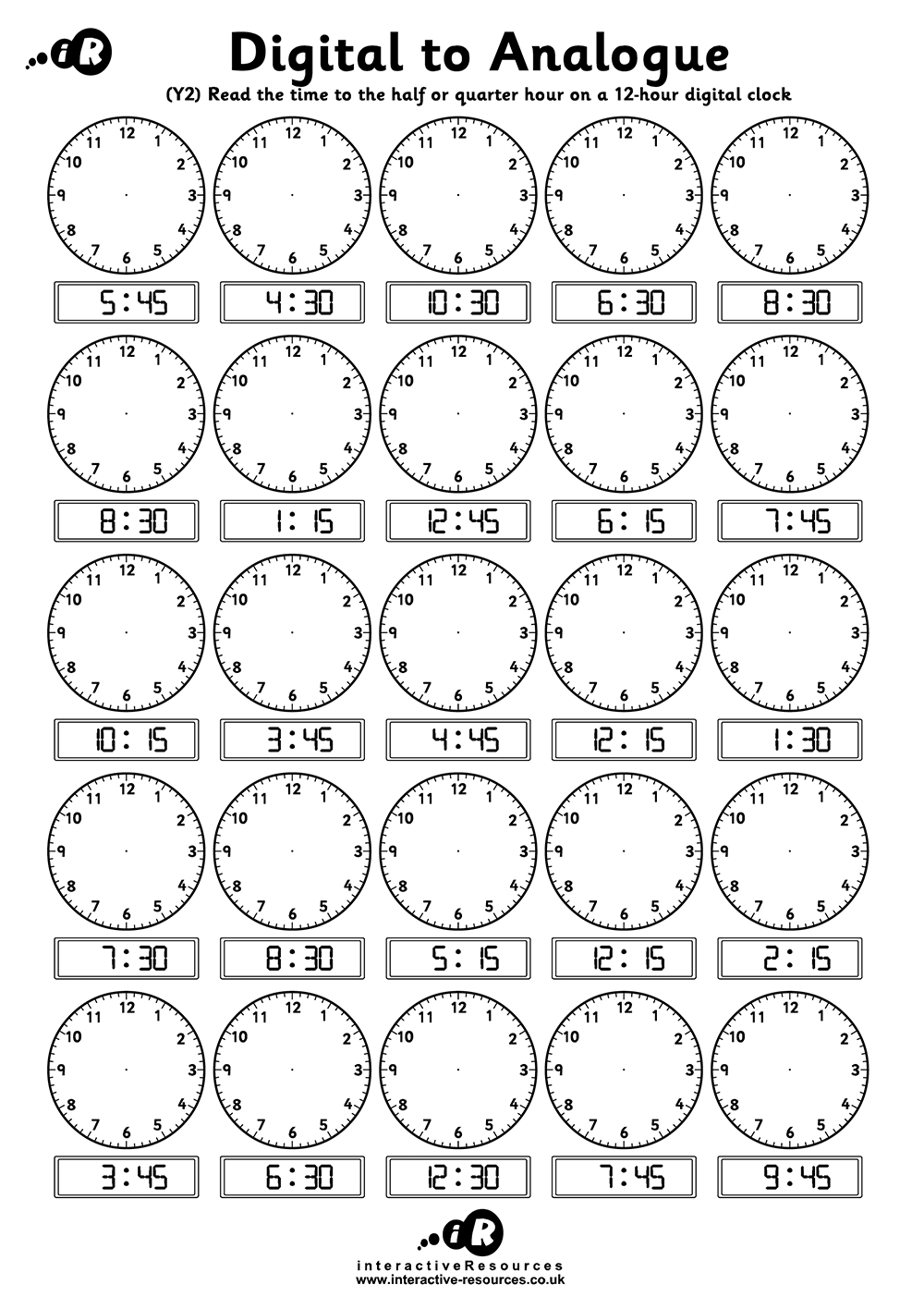 Teaching Time - Free Telling Time Worksheets for Telling Time Worksheets Free Printable