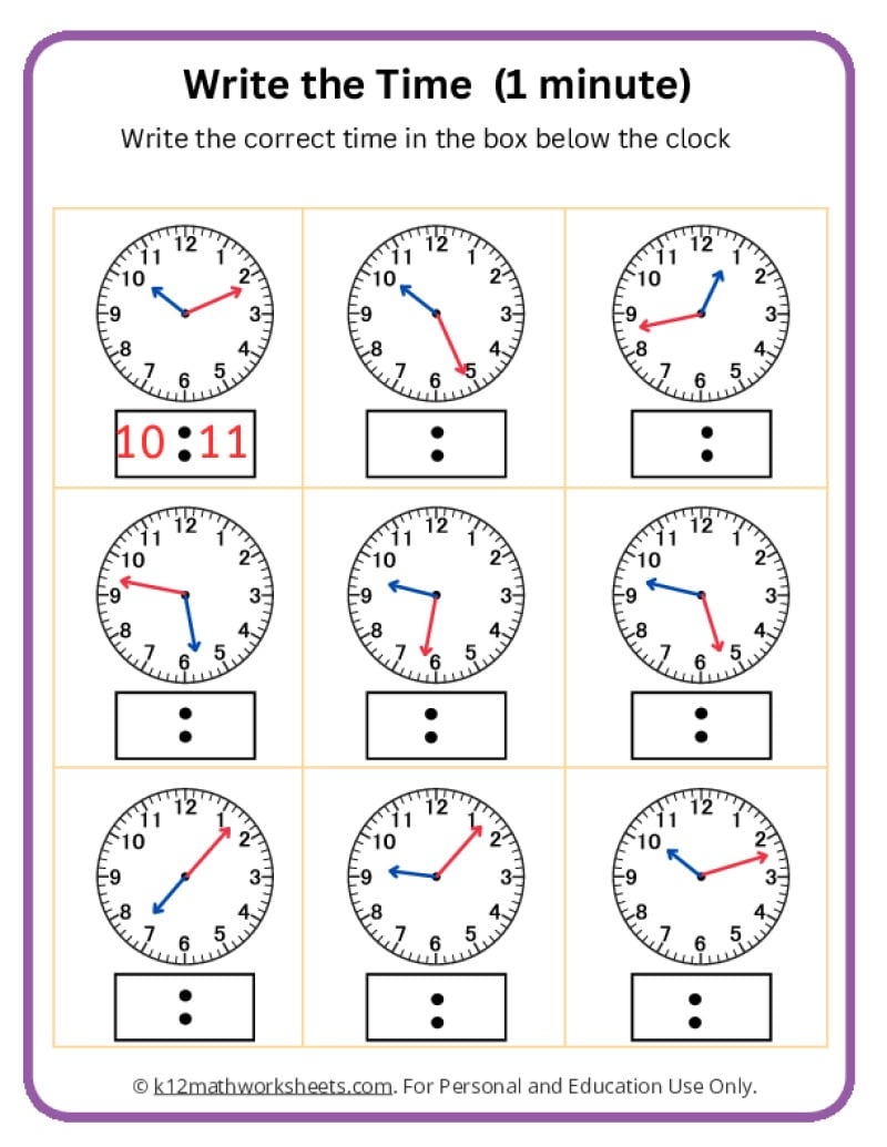 Telling Time Worksheets intended for Telling Time Worksheets Free Printable