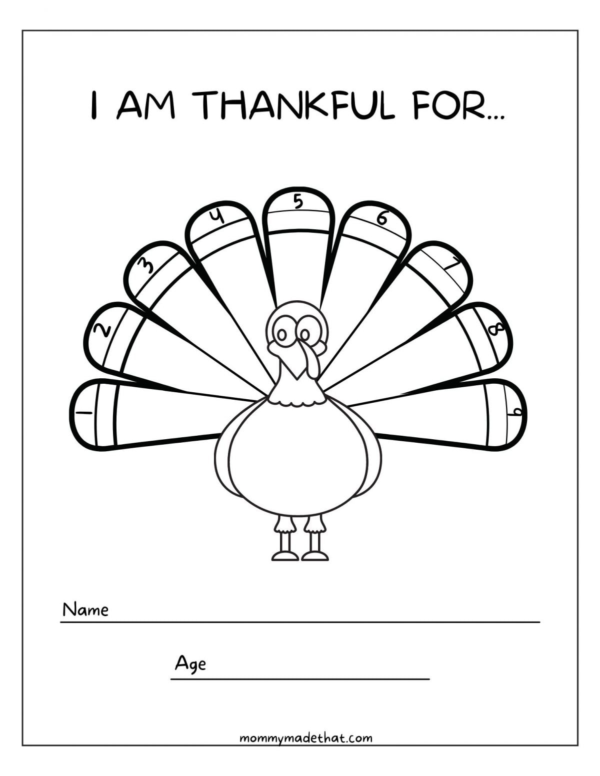 Thankful Turkey Printable in Thankful Turkey Craft Printable Free