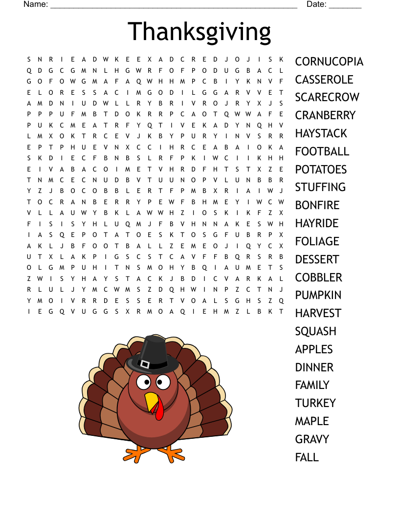 Thanksgiving Word Search - Wordmint throughout Free Printable Word Search For Thanksgiving