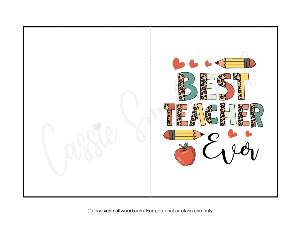 The Best Teacher Thank You Cards (21 Free Printables) - Cassie for Teacher Appreciation Day Cards Printable