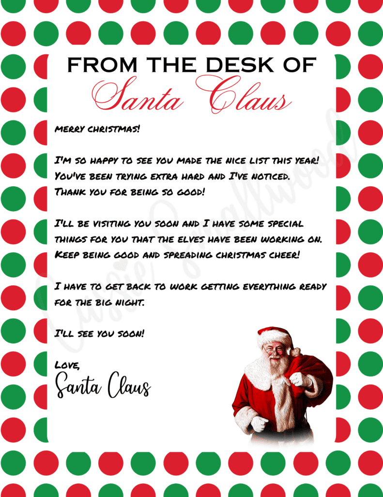 The Cutest Letters From Santa - Cassie Smallwood regarding Free Printable Letter From Santa Template Word