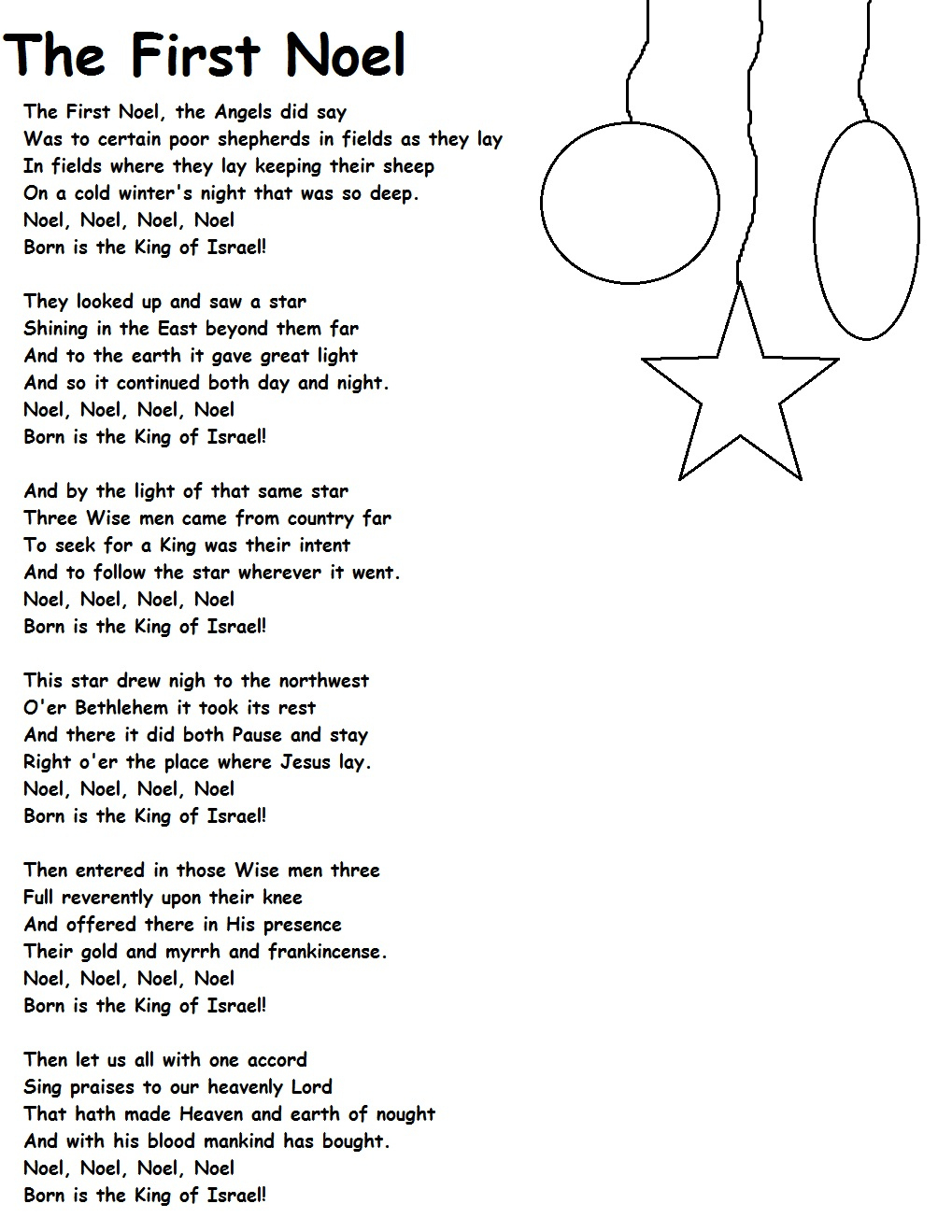 The First Noel Lyrics Printable pertaining to The First Noel Lyrics Printable
