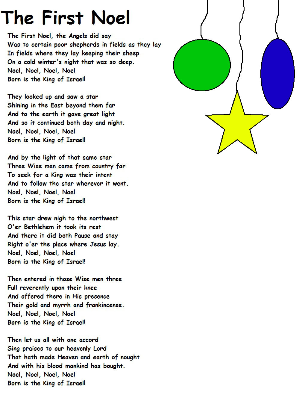 The First Noel - Worksheets Library with The First Noel Lyrics Printable