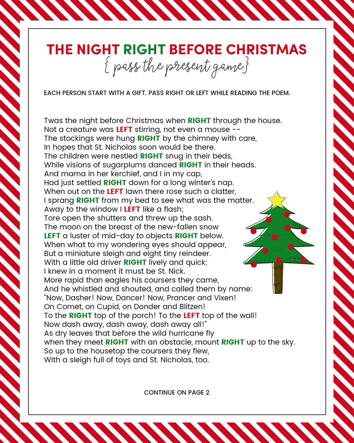 The Left Right Christmas Game {With Story + Print}| Lil' Luna with regard to Free Christmas Right Left Game Printable