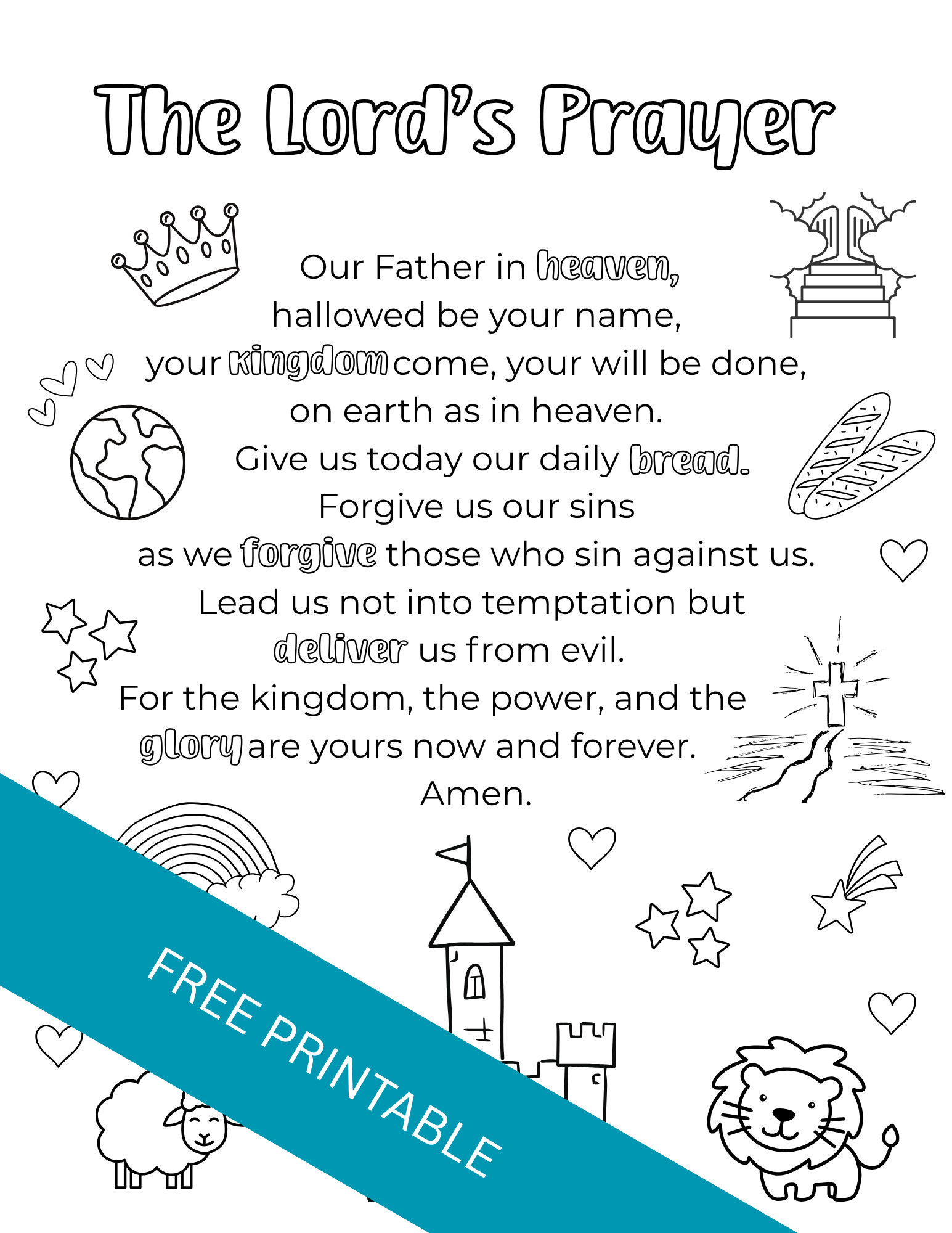 The Lord'S Prayer Printable For Kids - Out Upon The Waters with The Lord'S Prayer Printable
