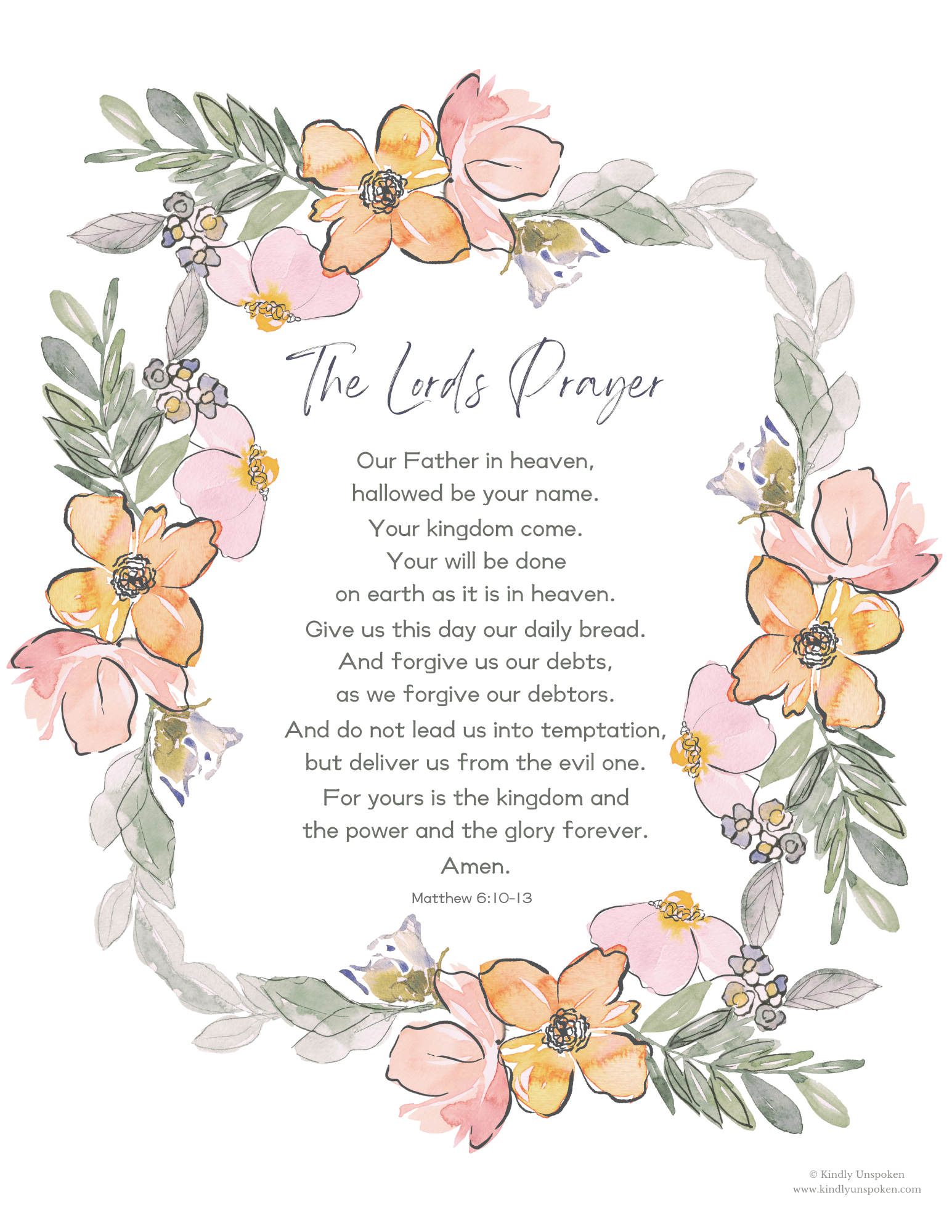 The Lord'S Prayer Printable Pdf - Free Bible Wall Art - Kindly regarding The Lord's Prayer Printable