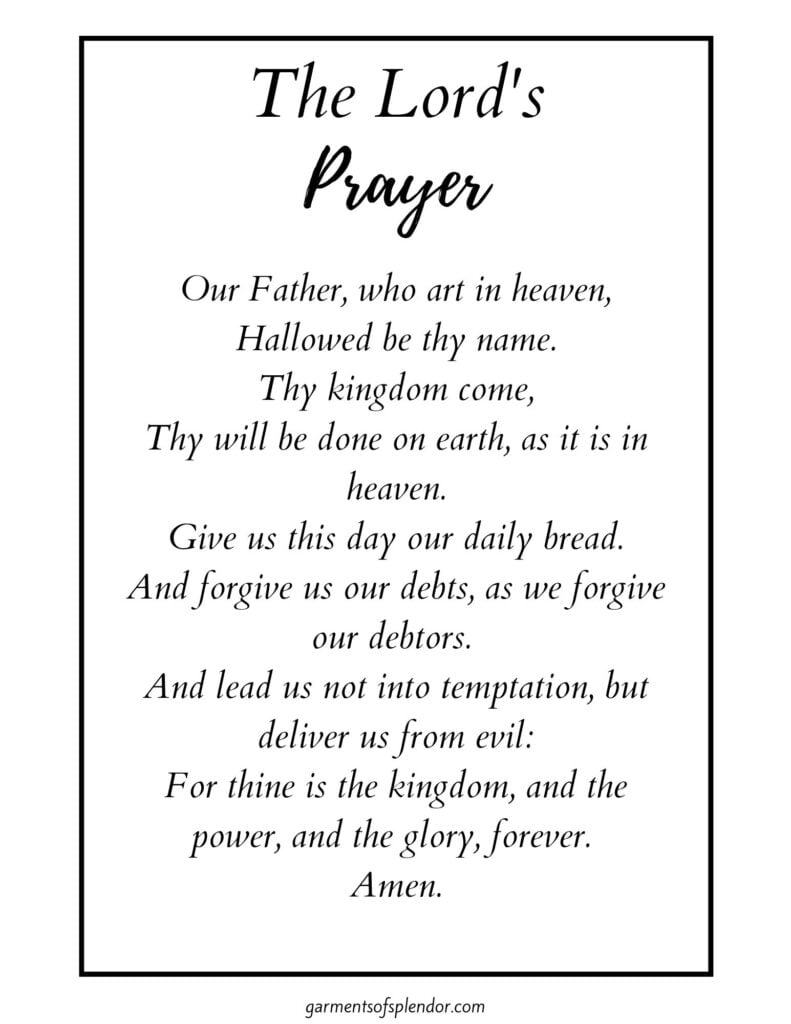 The Lord'S Prayer regarding The Lord'S Prayer Printable