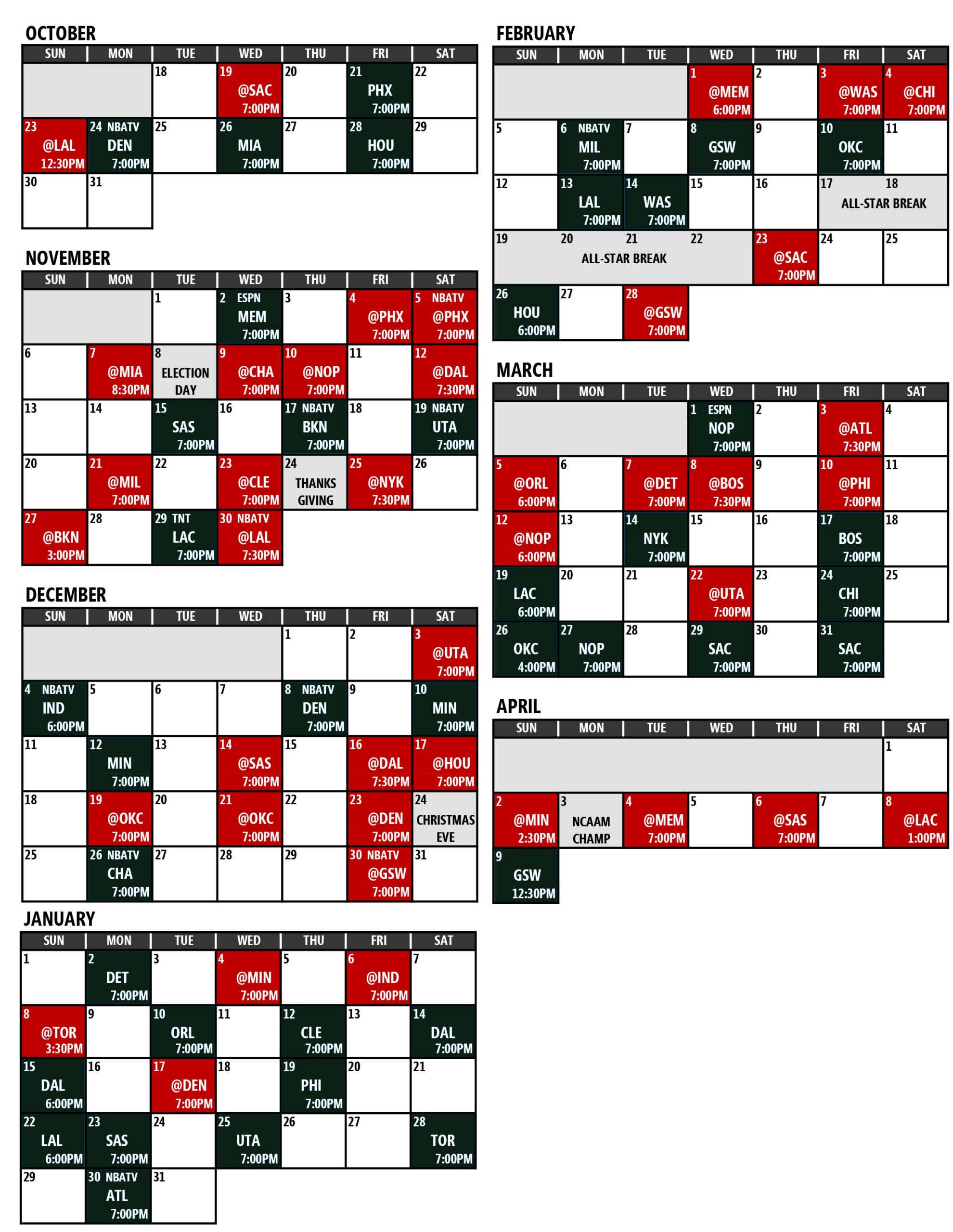 The Trail Blazers' 2022-23 Schedule: Miles Traveled, Back-To-Backs within Printable Portland Trail Blazers Schedule
