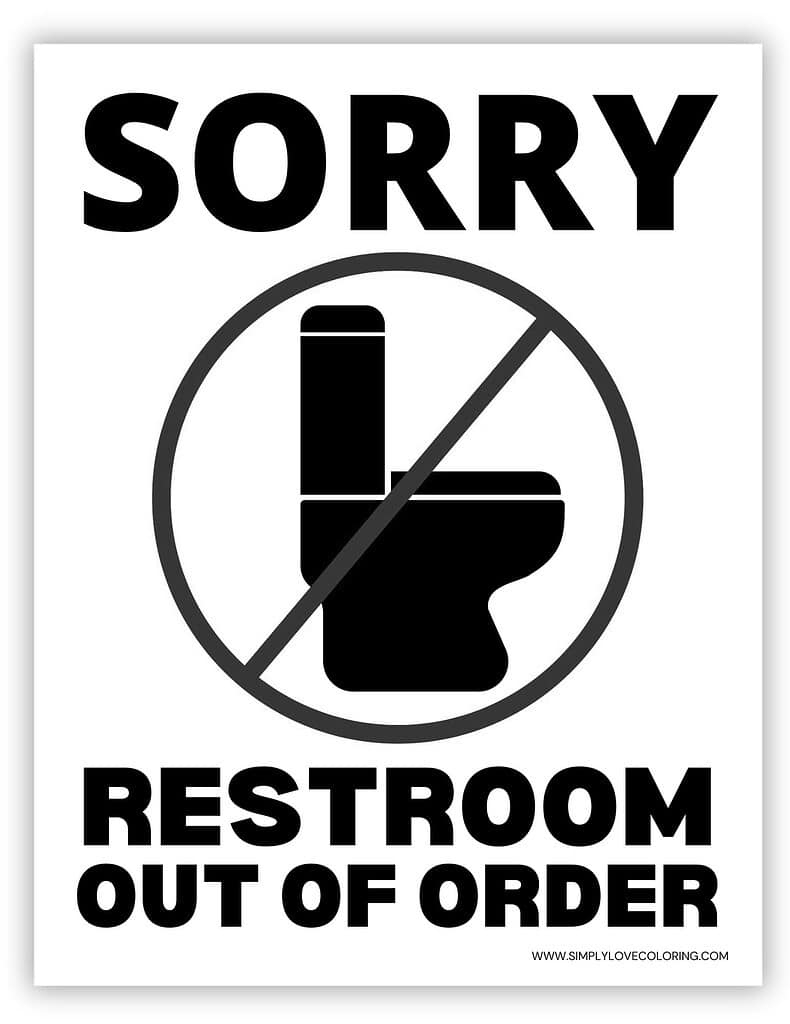 Toilet Out Of Order Sign (Free Pdf Printables) – Simply Love Coloring for Out Of Order Bathroom Sign Printable