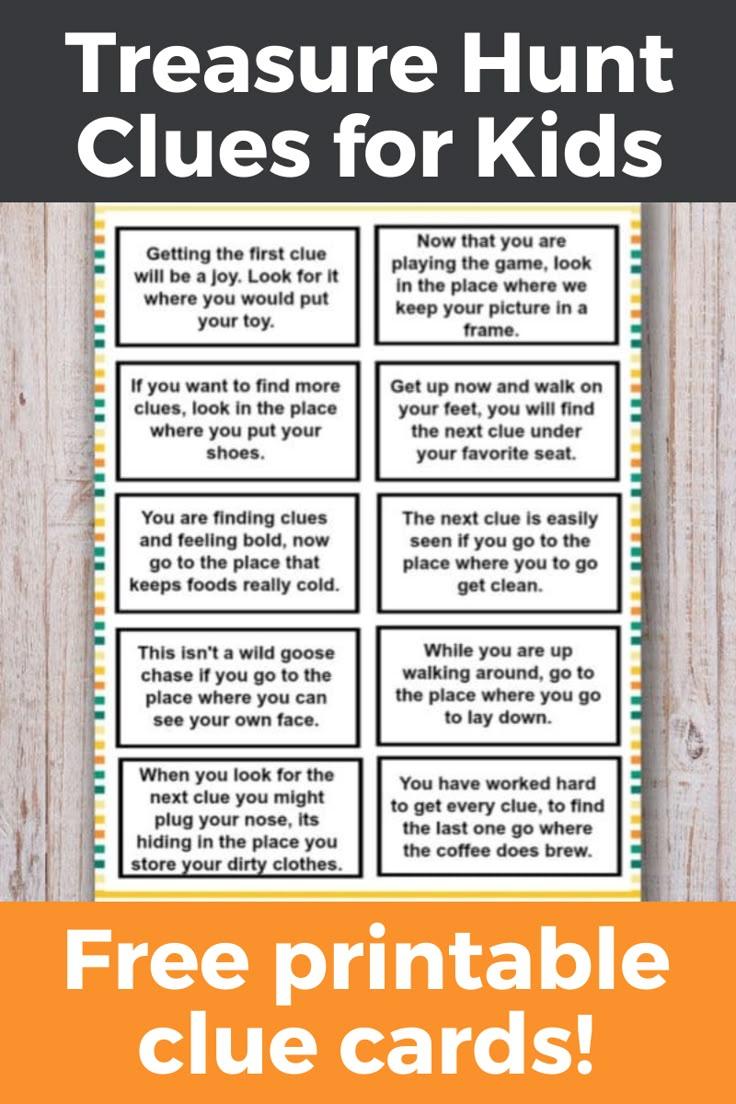 Treasure Hunt Clues For Kids pertaining to Free Printable Scavenger Hunt Riddles