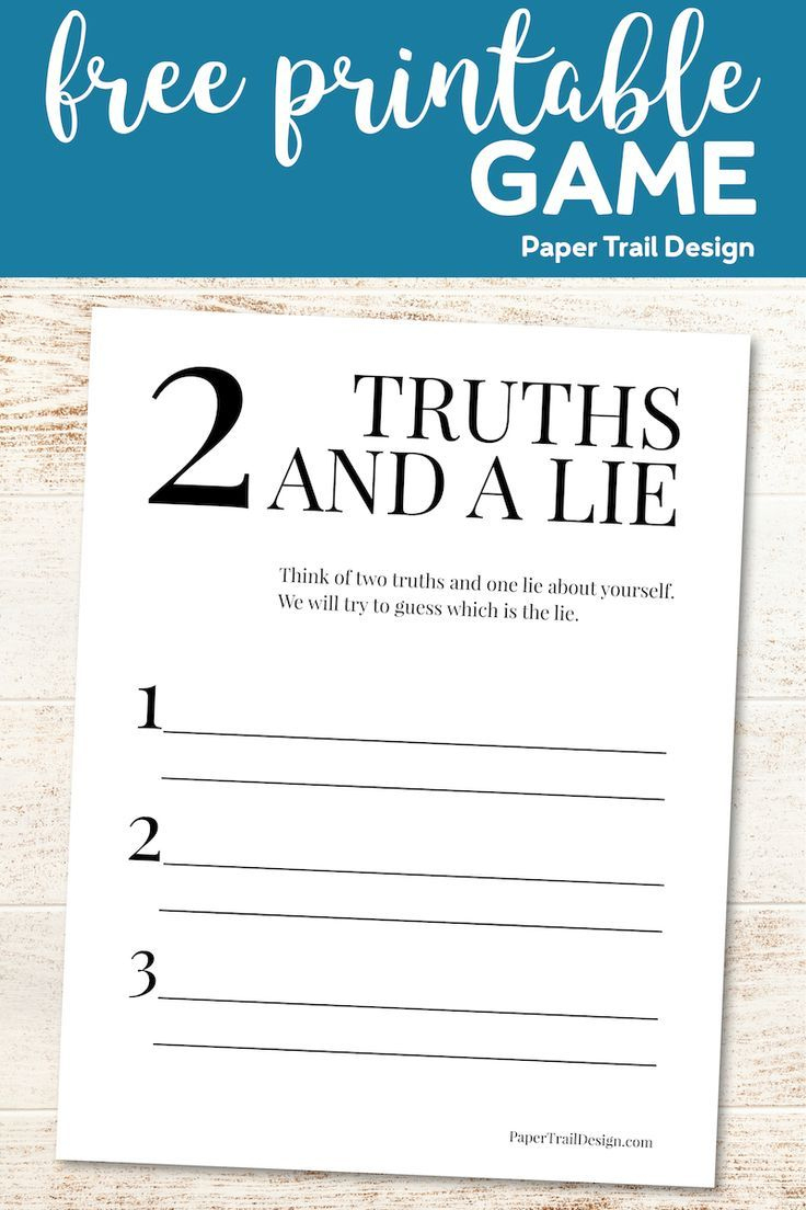Two Truths And A Lie Game {Free Printable} - Paper Trail Design with Two Truths And A Lie Printable