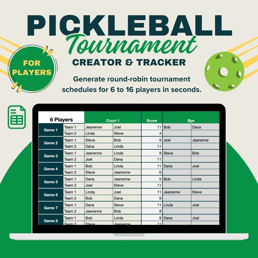 Ultimatives Pickleball Turnier Tabelle, Spieler-Turnier, 6 Bis 16 for Pickleball Round Robin Charts Printable