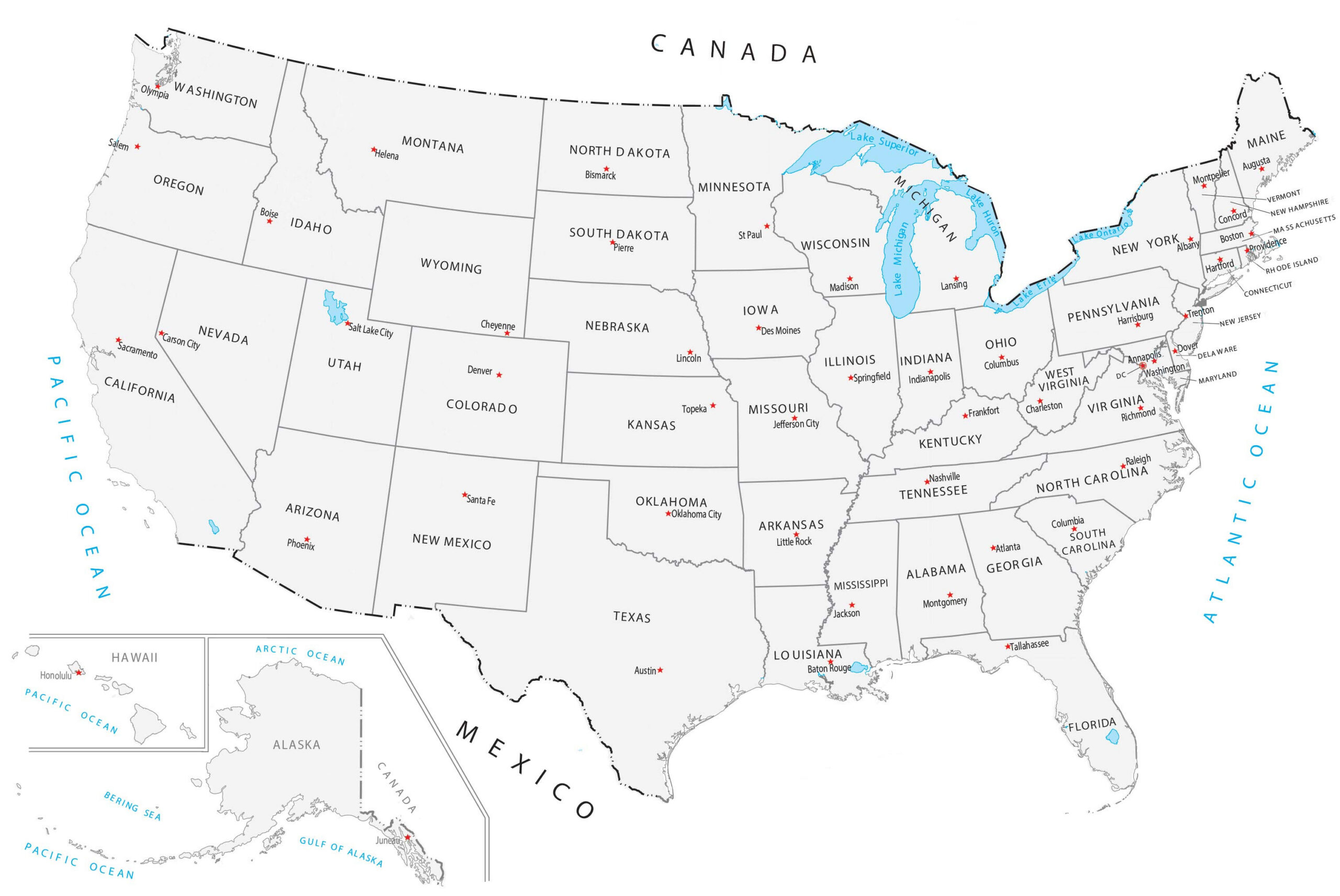 United States Map With Capitals - Gis Geography pertaining to Printable Map of USA with States and Capitals