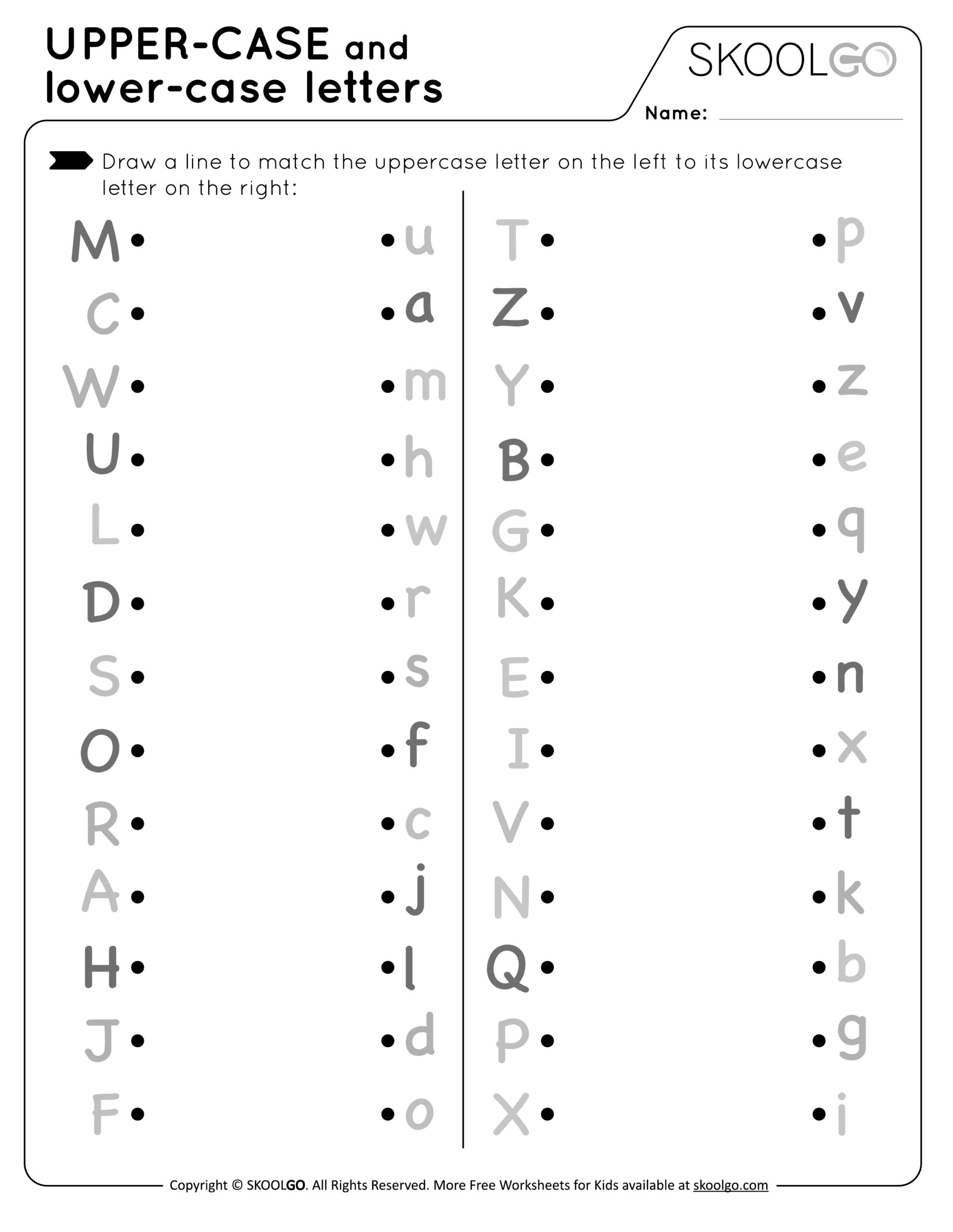 Upper-Case And Lower-Case Letters - Free Worksheet For Kids within Free Uppercase And Lowercase Letter Printables