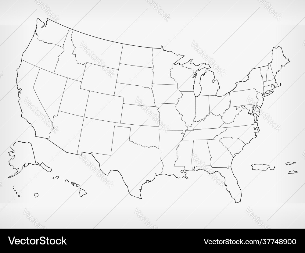 Usa Blank Map Outline – Lizenzfreie Vektorgrafik | Vectorstock regarding Blank Printable Map of the United States