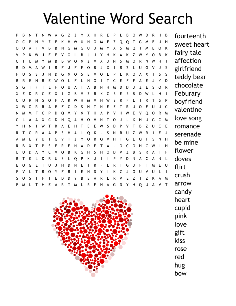 Valentine Word Search - Wordmint regarding Valentine's Day Word Search Free Printable