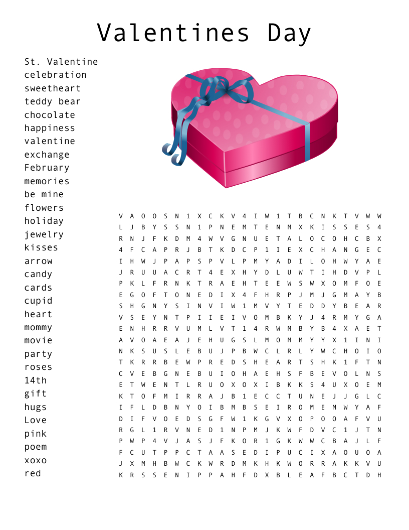 Valentine Word Search - Wordmint with Valentine's Day Word Search Free Printable