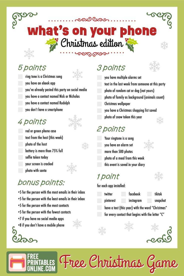 What'S On Your Phone Christmas Game within What&amp;#039;s on Your Phone Christmas Game Free Printable