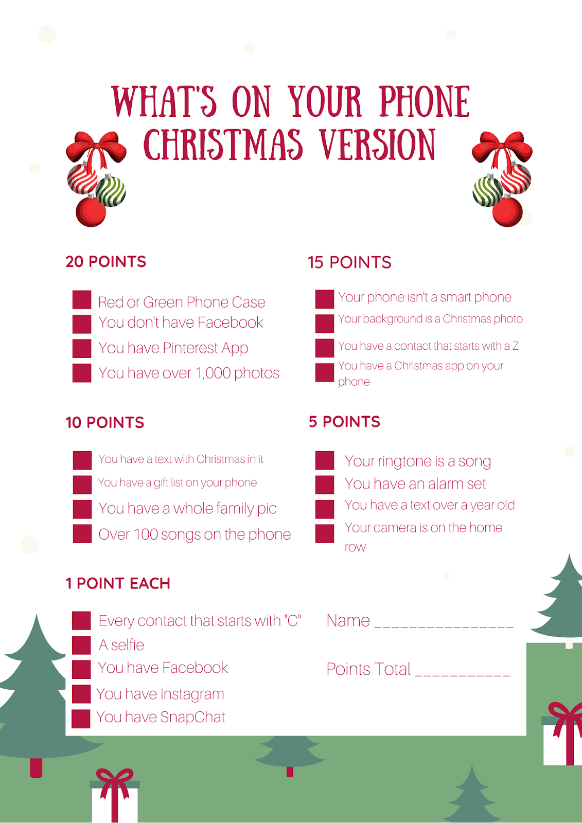What'S On Your Phone Party Game #12Daysofchristmasideas with regard to What's on Your Phone Christmas Game Free Printable
