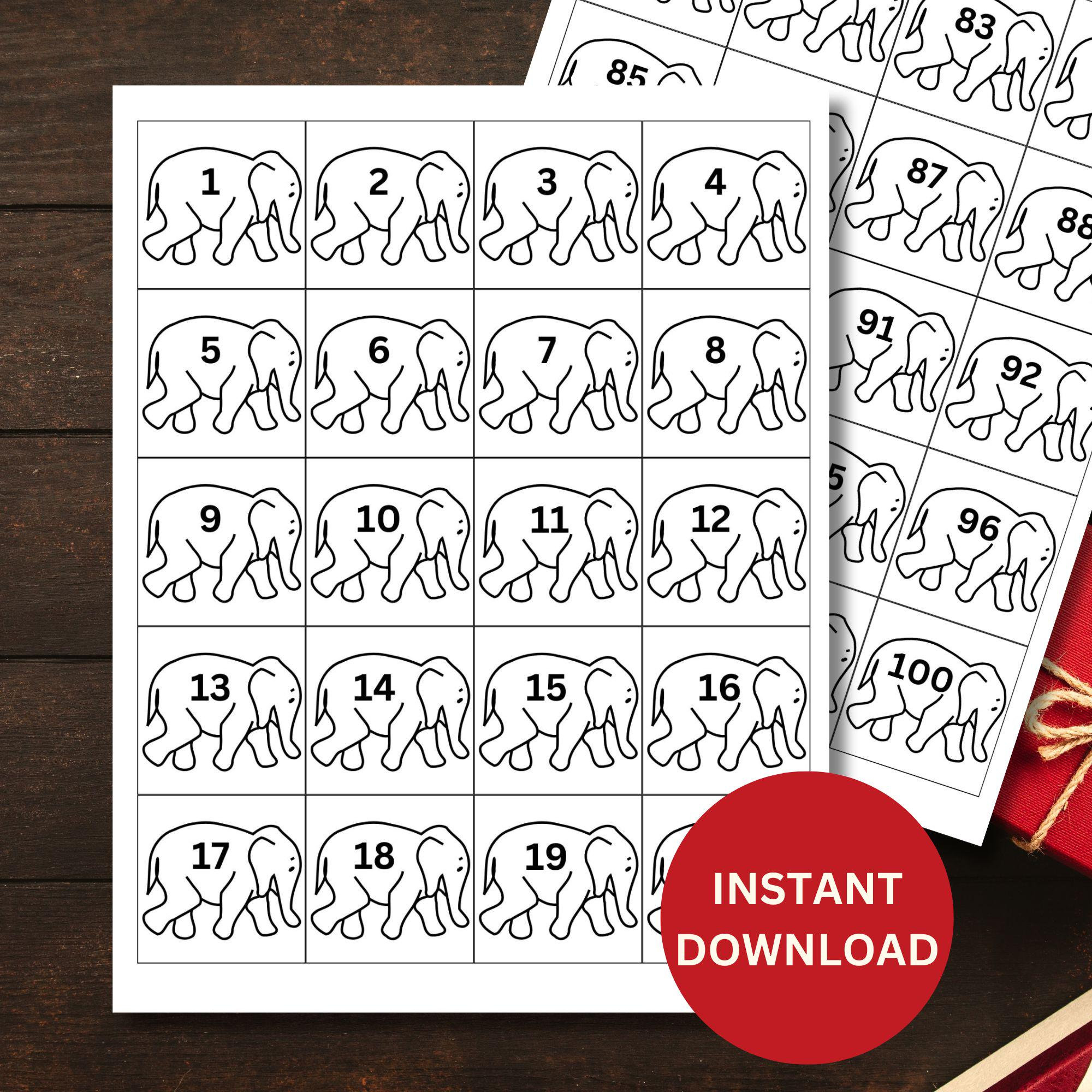 White Elephant Gift Exchange Number Cards Printable Instant throughout White Elephant Numbers Printable