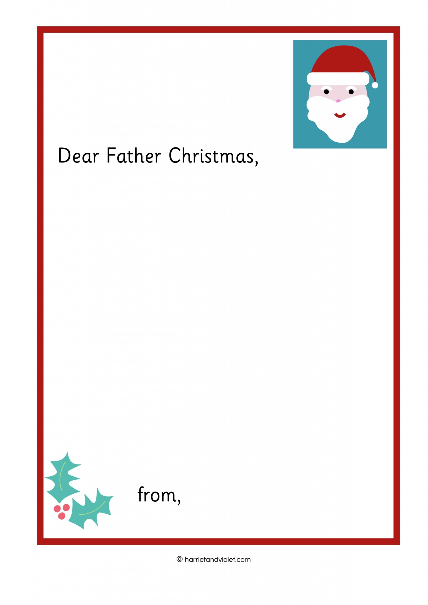 Writing A Letter To Father Christmas - Printable Teaching intended for Printable Letter To Father Christmas
